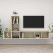 vidaXL 3 részes tölgyszínű forgácslap TV-szekrény szett bútor