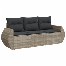 vidaXL 3 részes világosszürke polyrattan kerti ülőgarnitúra párnával (3221061) kerti bútor