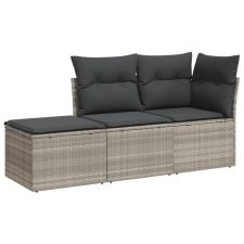 vidaXL 3 részes világosszürke polyrattan kerti ülőgarnitúra párnával (3249311) kerti bútor