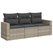 vidaXL 3 részes világosszürke polyrattan kerti ülőgarnitúra párnával (3250999) kerti bútor