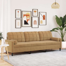 vidaXL 3 személyes barna bársony kanapé díszpárnákkal 210 cm bútor