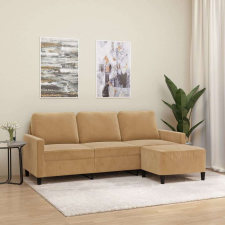 vidaXL 3 személyes barna bársonykanapé lábtartóval 180 cm bútor