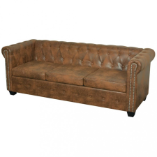 vidaXL 3 személyes barna műbőr Chesterfield kanapé bútor