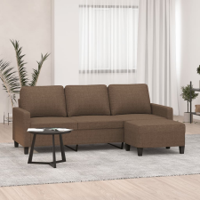 vidaXL 3 személyes barna szövet kanapé lábtartóval 180 cm bútor