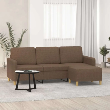 vidaXL 3 személyes barna szövet kanapé lábtartóval 180 cm bútor