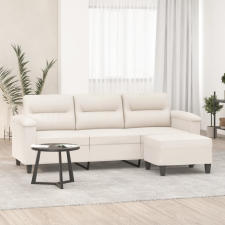 vidaXL 3 személyes bézs szövet kanapé lábtartóval 180 cm bútor