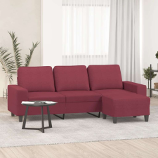 vidaXL 3 személyes bordó szövet kanapé lábtartóval 180 cm bútor