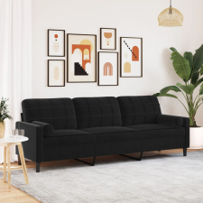 vidaXL 3 személyes fekete bársony kanapé díszpárnákkal 210 cm bútor