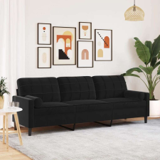 vidaXL 3 személyes fekete bársony kanapé díszpárnákkal 210 cm bútor