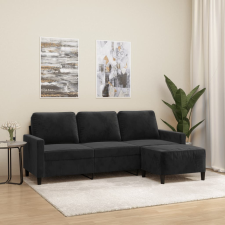vidaXL 3 személyes fekete bársonykanapé lábtartóval 180 cm bútor