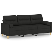 vidaXL 3 személyes fekete szövet kanapé díszpárnákkal 180 cm (3200833) bútor
