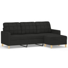 vidaXL 3 személyes fekete szövet kanapé lábtartóval 180 cm (3201005) bútor