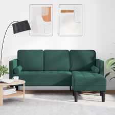 vidaXL 3 személyes kanapé chaise longue-al sötétzöld 160 cm bársonyos bútor
