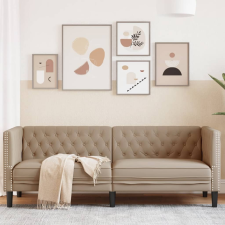 vidaXL 3 személyes kávészínű műbőr Chesterfield kanapé (372671) bútor