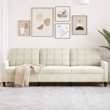 vidaXL 3 személyes krémszínű bársony kanapé 210 cm bútor