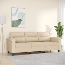 vidaXL 3 személyes krémszínű mikroszálas szövetkanapé 180 cm bútor