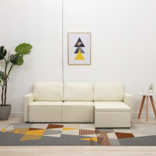 vidaXL 3 személyes krémszínű műbőr elemes kanapé bútor