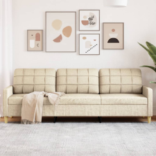 vidaXL 3 személyes krémszínű szövet kanapé 210 cm bútor