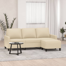 vidaXL 3 személyes krémszínű szövet kanapé lábtartóval 180 cm bútor