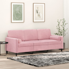 vidaXL 3 személyes rózsaszín bársony kanapé díszpárnákkal 180 cm bútor