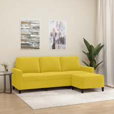 vidaXL 3 személyes sárga bársonykanapé lábtartóval 180 cm bútor