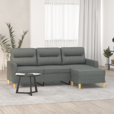 vidaXL 3 személyes sötétszürke szövet kanapé lábtartóval 180 cm bútor
