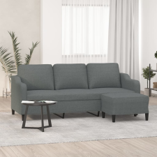 vidaXL 3 személyes sötétszürke szövet kanapé lábtartóval 180 cm bútor
