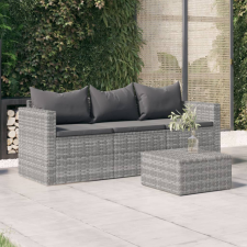 vidaXL 3 személyes szürke polyrattan kerti kanapé párnával kerti bútor