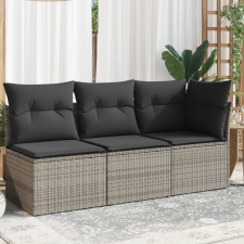 vidaXL 3 személyes szürke polyrattan kerti kanapé párnával kerti bútor