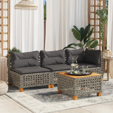 vidaXL 3 személyes szürke polyrattan kerti kanapé párnával kerti bútor