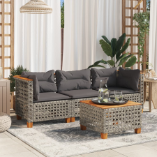 vidaXL 3 személyes szürke polyrattan kerti kanapé párnával kerti bútor