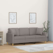 vidaXL 3 személyes tópszínű szövetkanapé díszpárnákkal 180 cm bútor