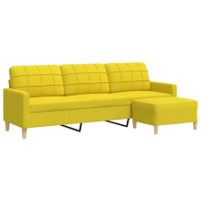 vidaXL 3 személyes világossárga szövet kanapé lábtartóval 210 cm (3278254) bútor