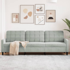 vidaXL 3 személyes világosszürke bársony kanapé 210 cm bútor