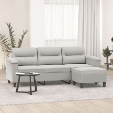 vidaXL 3 személyes világosszürke mikroszálas kanapé lábtartóval 180 cm bútor