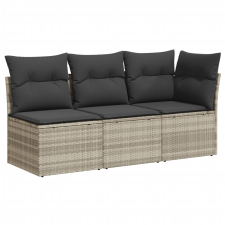 vidaXL 3 személyes világosszürke polyrattan kerti kanapé párnával (366193) kerti bútor