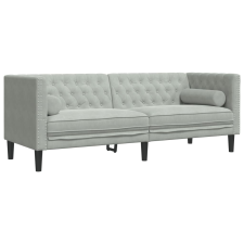 vidaXL 3 személyes világoszöld bársony Chesterfield kanapé párnákkal (372693) bútor
