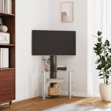 vidaXL 3-szintes fekete és ezüst sarok TV-állvány 32-70 hüvelyk bútor