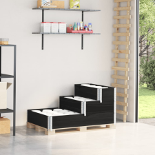 vidaXL 3 szintes fekete tömör fenyőfa raklapmagasító 120 x 80 cm kerti tárolás