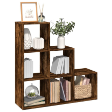 vidaXL 3 szintes füstös tölgy fa elválasztó könyvespolc 99x29x99 cm bútor