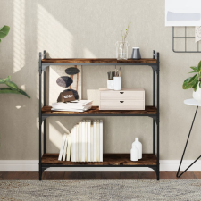 vidaXL 3 szintes füstös tölgy színű szerelt fa könyvespolc 80x30x86 cm bútor
