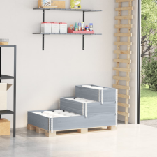 vidaXL 3 szintes szürke tömör fenyőfa raklapmagasító 120 x 80 cm kerti tárolás