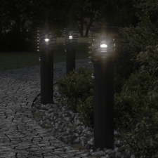 vidaXL 3db fekete rozsdamentes acél kültéri állólámpa érzékelővel 60cm kültéri világítás