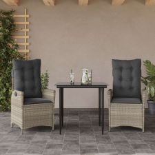 vidaXL 3részes világosszürke polyrattan kerti étkezőgarnitúra párnával kerti bútor