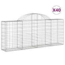 vidaXL 40 db íves horganyzott vas gabion kosár 200x30x80/100 cm (3146107) kerti tárolás