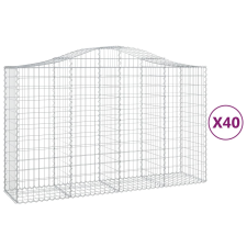 vidaXL 40 db íves horganyzott vas gabion kosár 200x50x120/140 cm (3145679) kerti tárolás