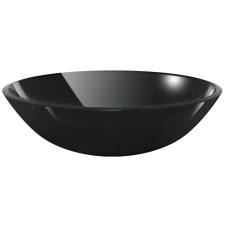 vidaXL 42 cm-es edzett üveg mosdókagyló fekete (142231) szaniter
