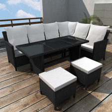 vidaXL 43096 4 Piece Garden Lounge Set with Cushions Poly Rattan Black kerti bútor