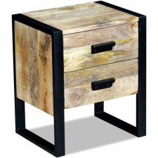 vidaXL 43x33x51 cm 2 fiókos tömör mangófa kis asztal bútor