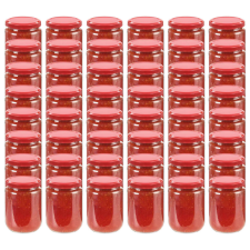 vidaXL 48 db 230 ml-es befőttesüveg piros tetővel papírárú, csomagoló és tárolóeszköz